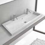 Tecla CAN05011B/D Double Drop In Sink, Trough, White Ceramic